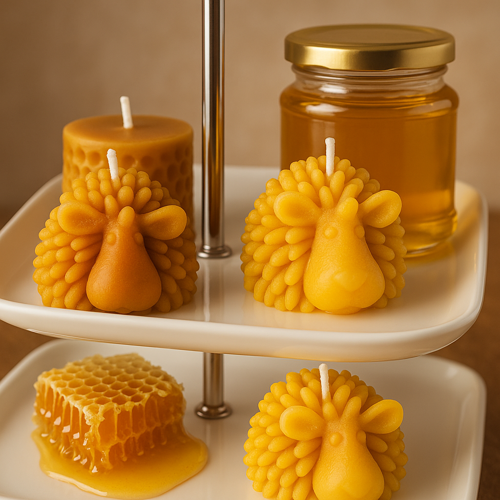 Velas de cera de abeja con detalle de miel